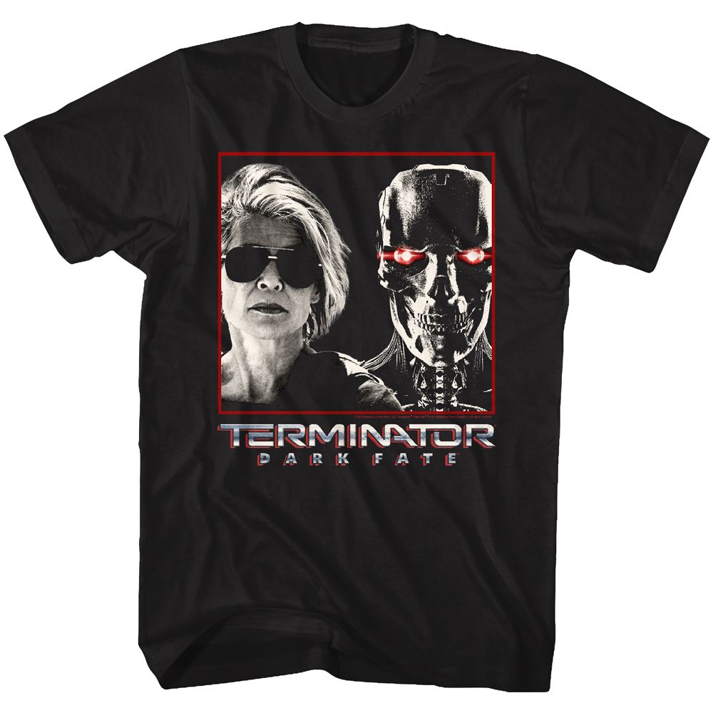 Wholesale Terminator Dark Fate Sarah and Rev9 Black Adult T-Shirt