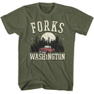 Wholesale Twilight Movie Forks Truck Solid Military Green Adult T-Shirt
