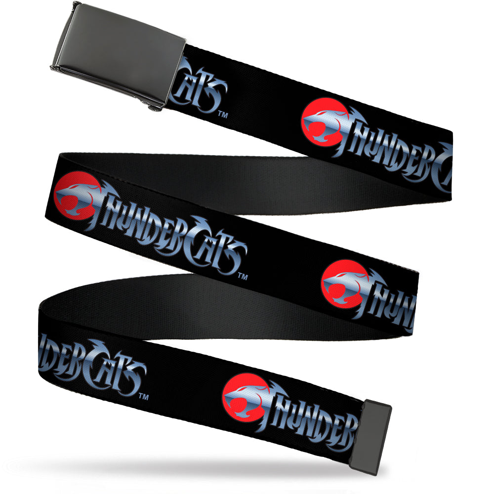 Wholesale Web Belt Blank Black Buckle THUNDERCATS Classic Series Logo Black Red Silver Webbing
