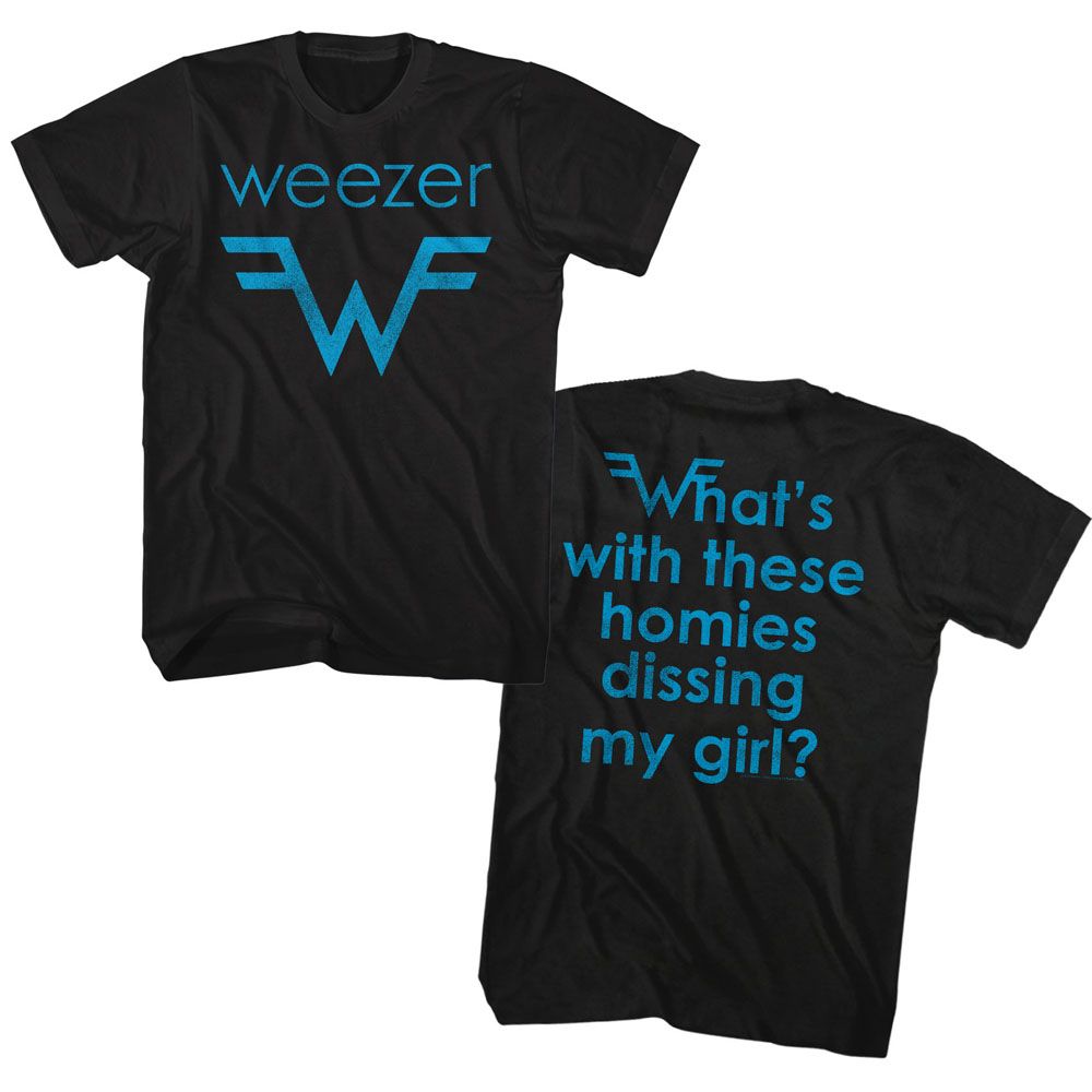 Wholesale Weezer Blue Logo and Lyrics T-Shirt