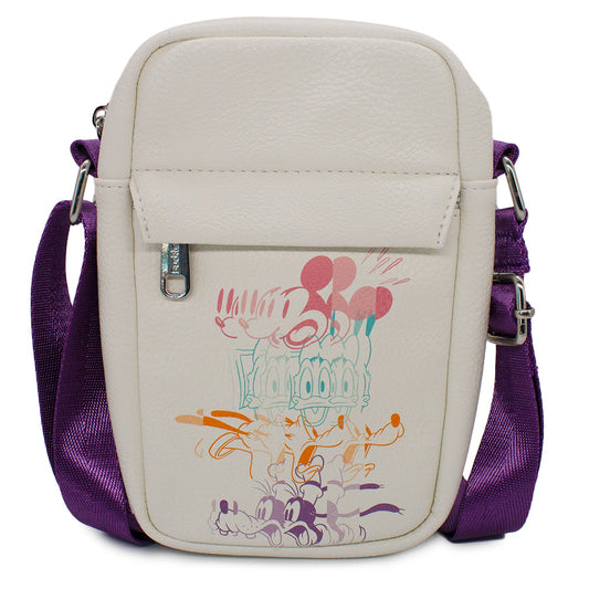 Women's Crossbody Wallet - Disney Mickey and Friends Fab Four Split Expressions Ivory Multi Color