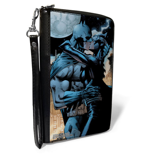 PU Zip Around Wallet Rectangle - Batman Hush Kissing Catwoman Comic Book Scene